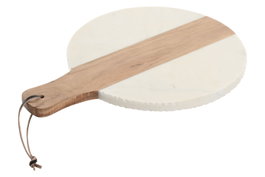 DKD Home Decor Tabla de Cortar Mármol y Acacia Blanco y Natural