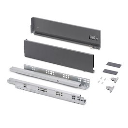 Emuca Cajón exterior Vertex con regulación 3D de altura 131mm, 60kg, profundidad 500mm, Acero, Gris antracita