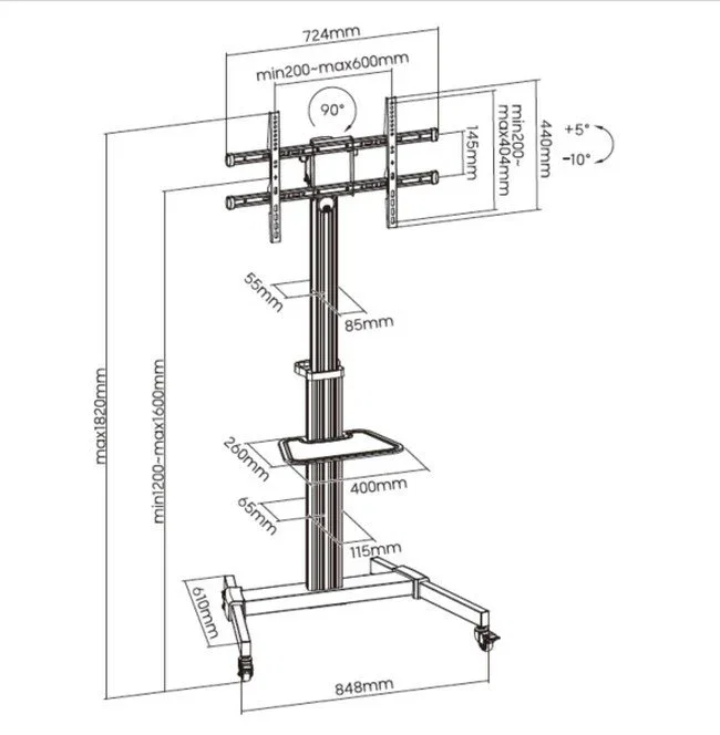 Equip Soporte de Suelo para TV 37-86 Pulgadas 650630 Plata