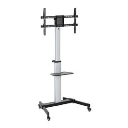 Equip 650630 Carro soporte de suelo para TV 37-86 pulgadas, ajustable 120-160 cm, 50 kg, VESA 600x400, inclinación y rotación, ruedas, color plata