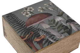 DKD Home Decor Joyero Alpino Mushrooms 24 Azul Natural 18 x 9 x 18 cm Set de 2