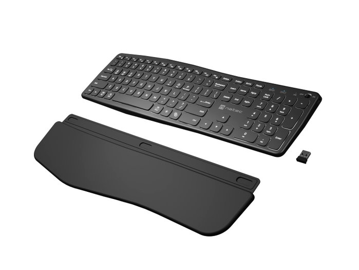 Natec Porifera Teclado Inalámbrico Retroiluminado Bluetooth 5.0 + USB 2.4GHz QWERTY Español Negro
