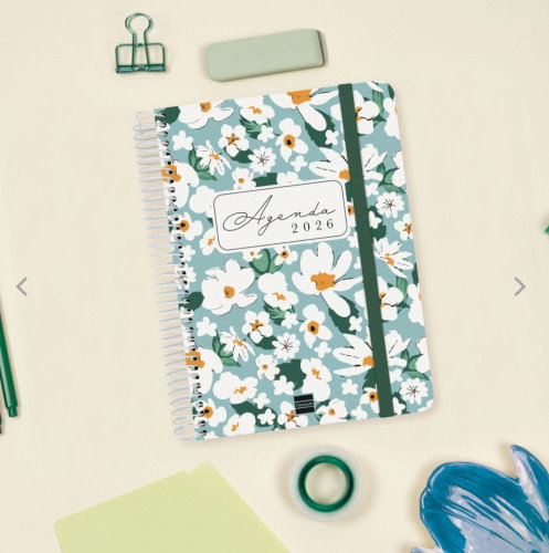 Finocam Agenda 16 meses Septiembre 2025-Diciembre 2026 E10-155X212 Semana Vista Horizontal Verde