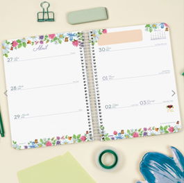 Finocam Agenda 16 meses Septiembre 2025-Diciembre 2026 E10-155X212 Semana Vista Horizontal Verde