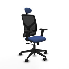 PIQUERAS Y CRESPO Silla de oficina Motilla con mecanismo Sincro/Traslack, Azul marino y Negro