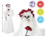 Atosa Decoración Halloween: Colgante Novia Esquelética Muerta con Vestido Blanco, Corona, Luz y Sonido - 120 cm