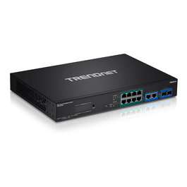 TRENDnet TPE-3012LS - Switch de Vigilancia Inteligente Gestionado Gigabit con 12 Puertos y PoE+, 8 Puertos PoE+ de 30W, 2 Puertos SFP, Rack 1U, Sin Ventilador, 24 Gbps