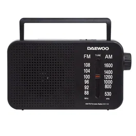 Daewoo Radio Portátil DW1123 AM/FM, Antena Telescópica, Entrada Jack 3.5mm, Alimentación AC/DC, Asa, Negra