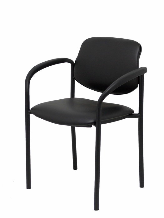 Silla Styl tapizada con Similpiel color Negro. Brazos fijos
