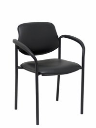 NOWY STYL Silla Styl tapizada en similpiel negro con brazos fijos