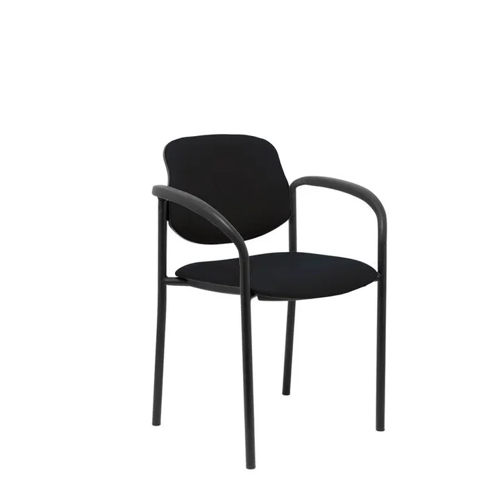 Piqueras y Crespo Silla fija Styl con brazos y tapicería de similpiel negro