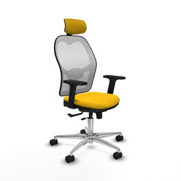 PIQUERAS Y CRESPO Silla de oficina Jorquera con mecanismo Sincro/Traslack, Amarillo y Blanco