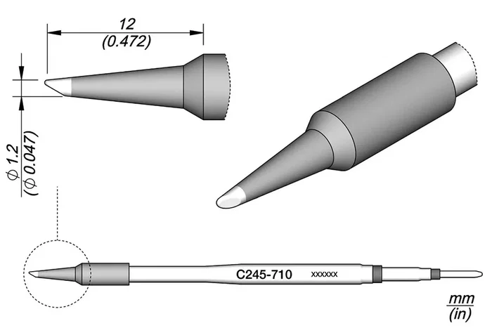 JBC TOOLS Pico cono truncado 1,2mm