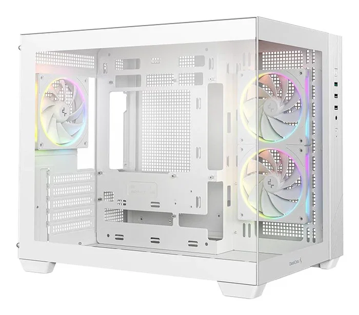 DeepCool CG330 Torre PC Blanca Micro-ATX/ITX con 3 Ventiladores ARGB, Panel de Cristal Templado, Gestión de Cables y Soporte para 360mm