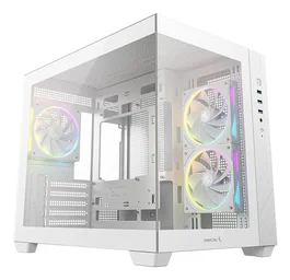 DeepCool CG330 Torre PC Blanca Micro-ATX/ITX con 3 Ventiladores ARGB, Panel de Cristal Templado, Gestión de Cables y Soporte para 360mm
