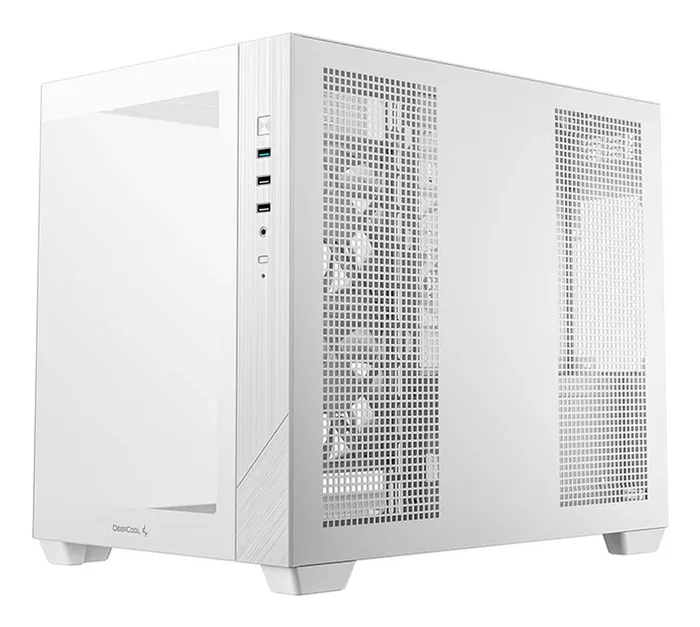DeepCool CG330 Torre PC Blanca Micro-ATX/ITX con 3 Ventiladores ARGB, Panel de Cristal Templado, Gestión de Cables y Soporte para 360mm