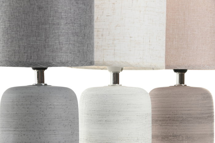 DKD Home Decor Lámpara Sobremesa Gris Beige 14 x 27 x 14 cm Gres Poliéster