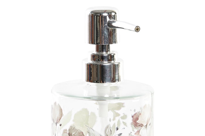 DKD Home Decor Dosificador Romantico Rosa Verde Cristal Abs 400ml 8 x 17 x 8 cm (12 Unidades)