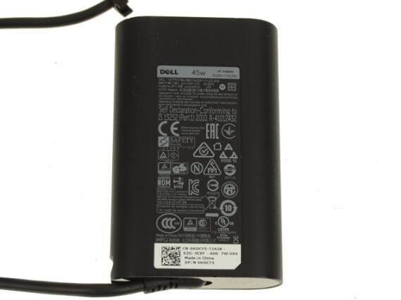 Dell 45W 19.5V 3 Pin Type C AC Adapter E5 Series C5 Straight Power Cord