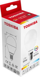 TOSHIBA Bombilla LED G45 E14 7W 4000K - Blanco Neutro, Rosca Fina