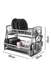 Hermia Escurridor de Platos, Práctico y Estiloso para Cocina, Plástico Libre de BPA, Color Antracita, 45 x 30 x 35 cm