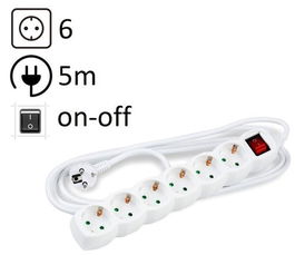 Enchufe Protector 6 Salidas (Regleta) Cable 5 Metros