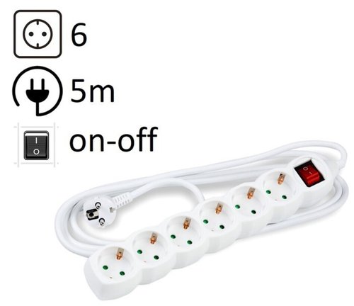 Enchufe Protector 6 Salidas (Regleta) Cable 5 Metros
