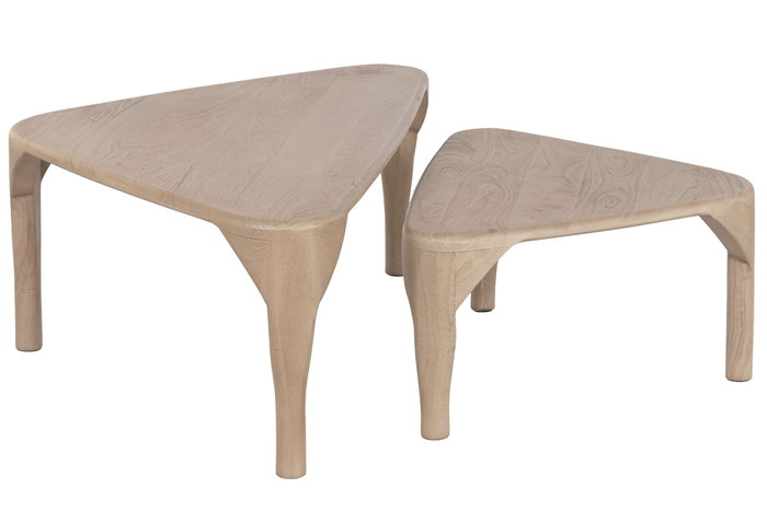 DKD Home Decor Mesa Centro Mango Natural 60 x 37 x 110 cm Set de 2