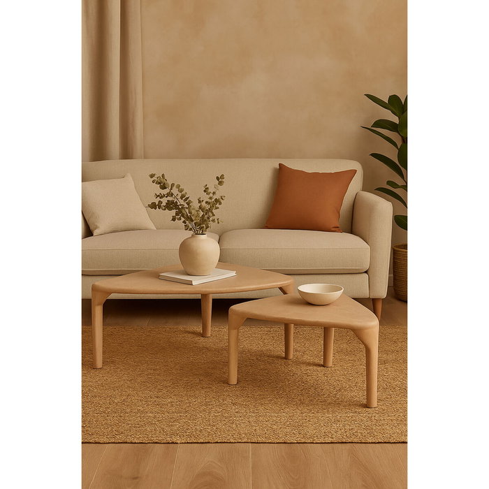 DKD Home Decor Set de 2 Mesas de Centro de Mango Natural