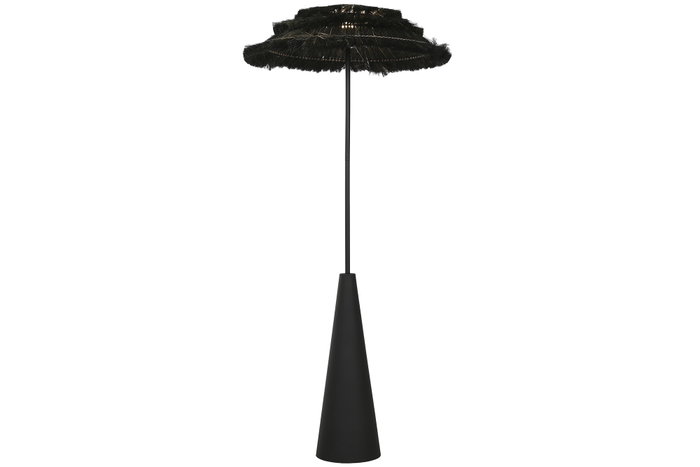 DKD Home Decor Lámpara de pie de metal y fibra Negra