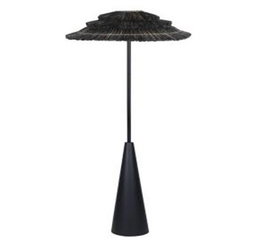 DKD Home Decor Lámpara de pie de metal y fibra Negra