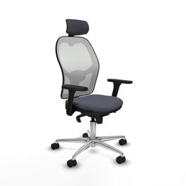 PIQUERAS Y CRESPO Silla de oficina Jorquera Gris y Blanca con Brazos 3D