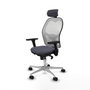 PIQUERAS Y CRESPO Silla de oficina Jorquera Gris y Blanca con Brazos 3D