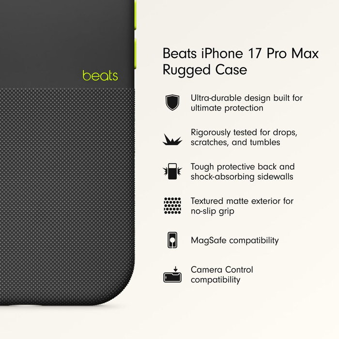 Beats Funda Resistente para iPhone 17 Pro Max con MagSafe y Control de Cámara - Everest Black