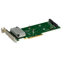 Super Micro AOC-SLG4-2H8M2-O 2x Hybrid Gen 4 NVMe/SATA M.2 RAID 0/1 Carrier, Standard