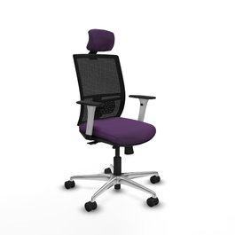 PIQUERAS Y CRESPO Silla de oficina Yunquera con mecanismo Sincro/Traslack, Morado y Negro