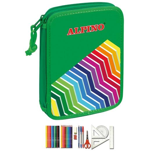 Alpino Plumier Escolar Pequeño Doble Compartimento con 32 Piezas Alpino Plumier Escolar Pequeño Doble Compartimento con 32 Piezas