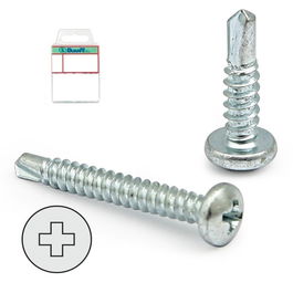 BUARFE DIN 7504-N Tornillo Broca Cabeza Alomada Cincado L/R Chapa 19mm Ø Rosca Chapa 4.2mm