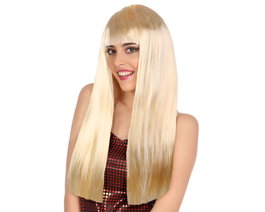 Peluca Larga Lisa Rubia Con Flequillo 60 cm 120 gr