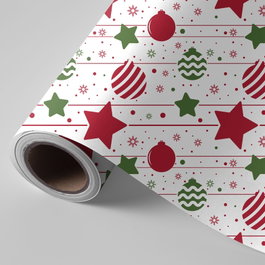 WONDER WRAPPER Bobina de Papel de Regalo Navidad Estrellas Rojas 62 cm x 85 m
