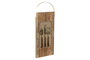 DKD Home Decor Set de Tabla de Cortar de Acacia de 4 Piezas con Cuchillos de Inox