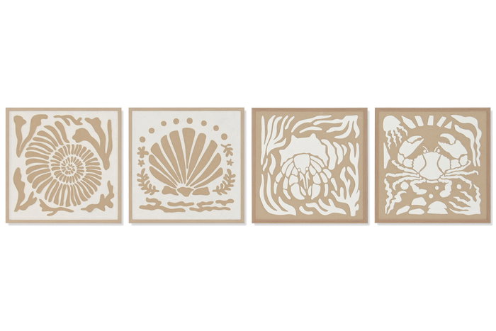 DKD Home Decor Cuadro Papel Mache 50x50 con Conchas, Surtido de 4 unidades DKD Home Decor Cuadro Papel Mache 50x50 con Conchas, Surtido de 4 unidades