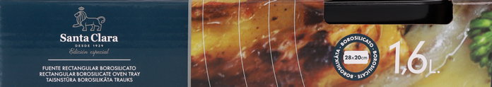 Santa Clara Fuente rectangular de horno de vidrio borosilicato, 1.6 litros, 28 x 20 x 5 cm, apta para horno (2 Unidades)
