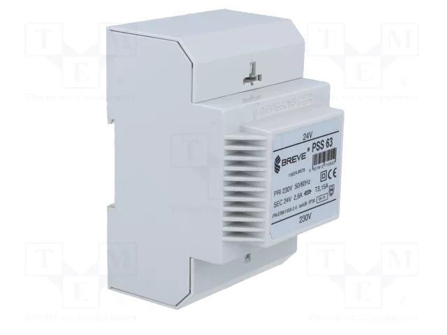 BREVE TUFVASSONS Transformador de red 63VA 230VAC a 24V