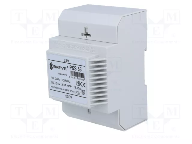 BREVE TUFVASSONS Transformador de red 63VA 230VAC a 24V