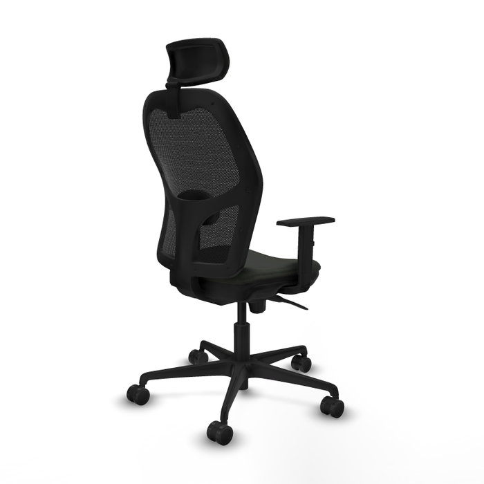 PIQUERAS Y CRESPO Silla de oficina Jorquera con mecanismo Sincro y cabecero regulable, Negro