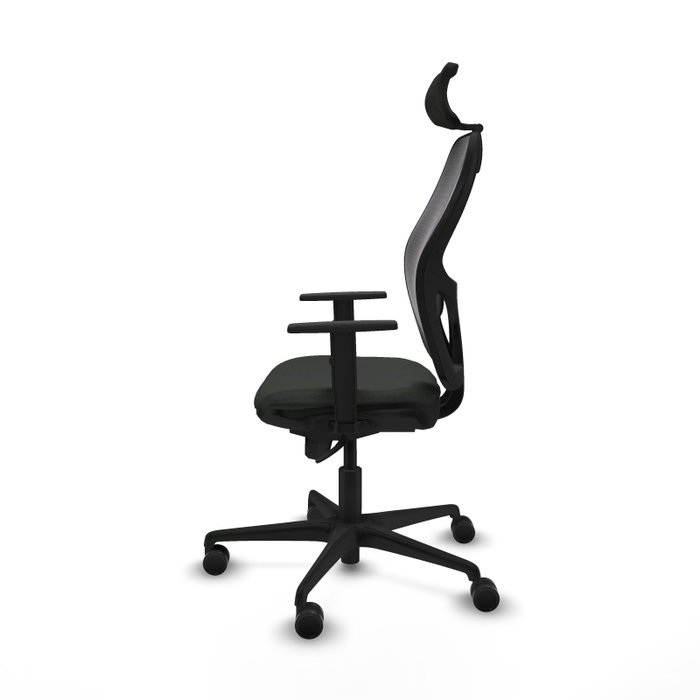 PIQUERAS Y CRESPO Silla de oficina Jorquera con mecanismo Sincro y cabecero regulable, Negro