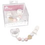 Muñecas Arias Set de Chupete con Cadena de Madera y Pinza Blanca