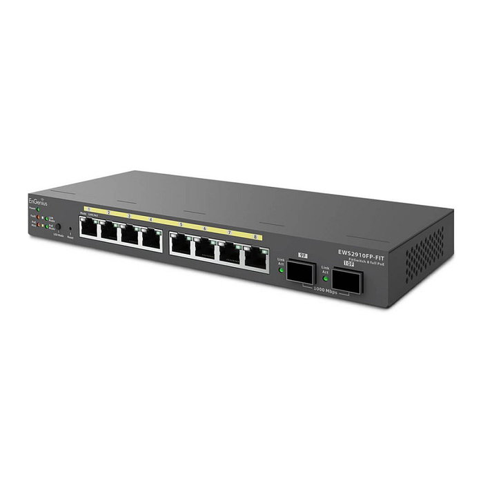 EnGenius EWS2910FP-FIT Switch Gestionado L2/L3 con 8 Puertos Gigabit PoE af/at(+) 130W y 2 Puertos SFP, 20 Gbit/s de Capacidad de Conmutación