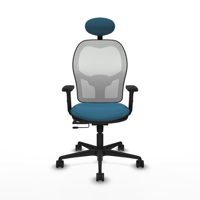 PIQUERAS Y CRESPO Silla de oficina Jorquera con mecanismo Sincro/Traslack, Verde petróleo y Blanco